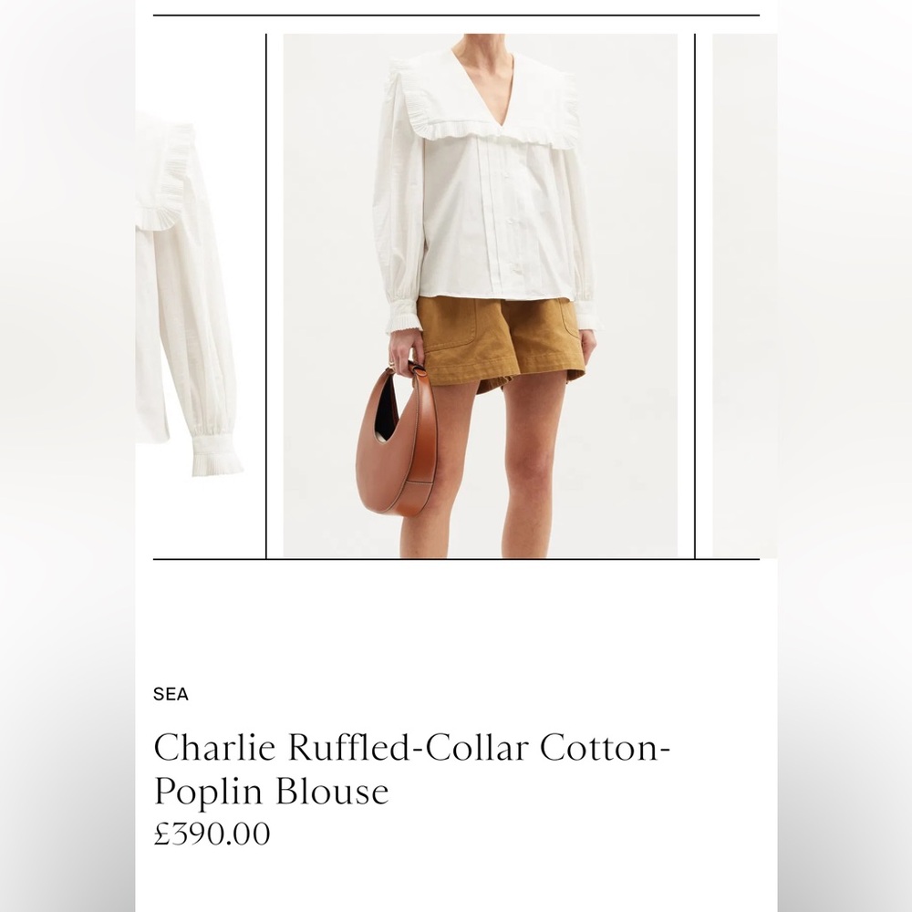 Sea Charlie Ruffled-Collar Cotton-Poplin Blouse
